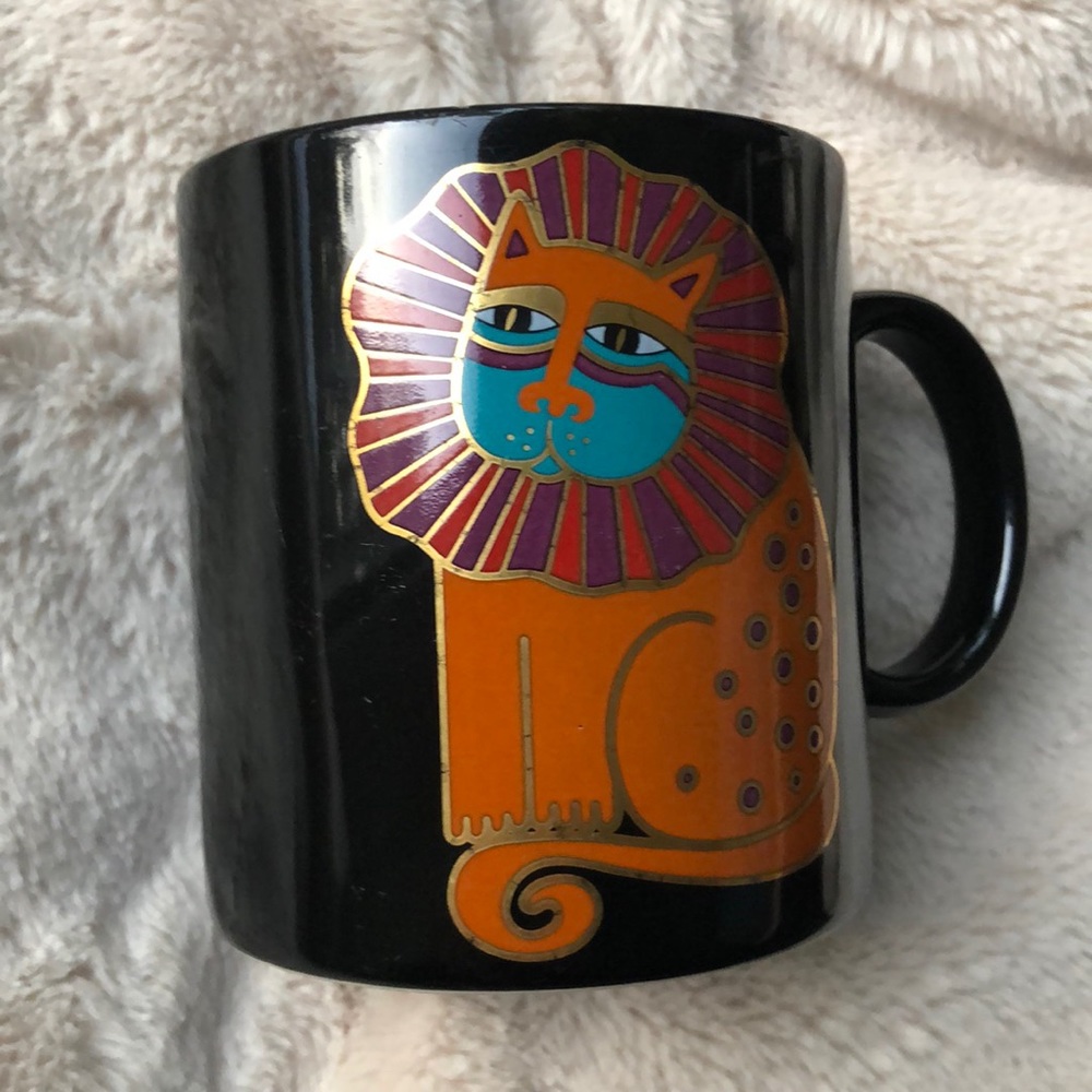 Vintage Laurel Burch Coffee / Tea Mug Harlequin Cat - Made in Japan